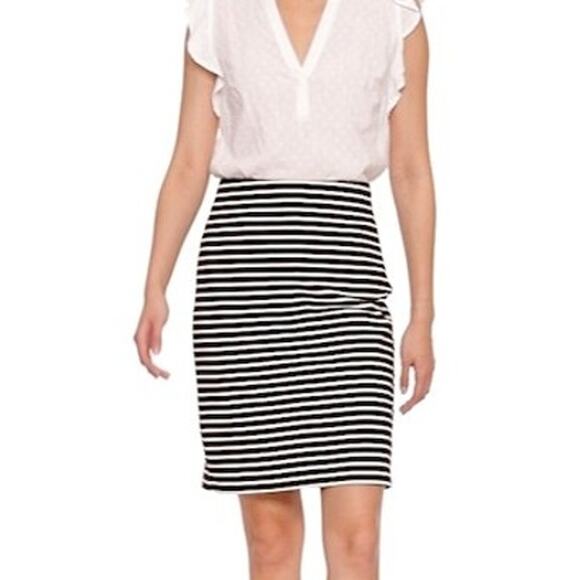 Old Navy Black White Ponte-Knit Pencil Skirt - Black Stripe S NWT - Picture 1 of 12
